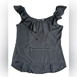 Rancho Estancia, black ruffle blouse size large.